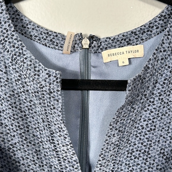 Rebecca Taylor Blue Silk V-neck Relaxed Fit Midi Dress size 6 - Picture 5 of 15